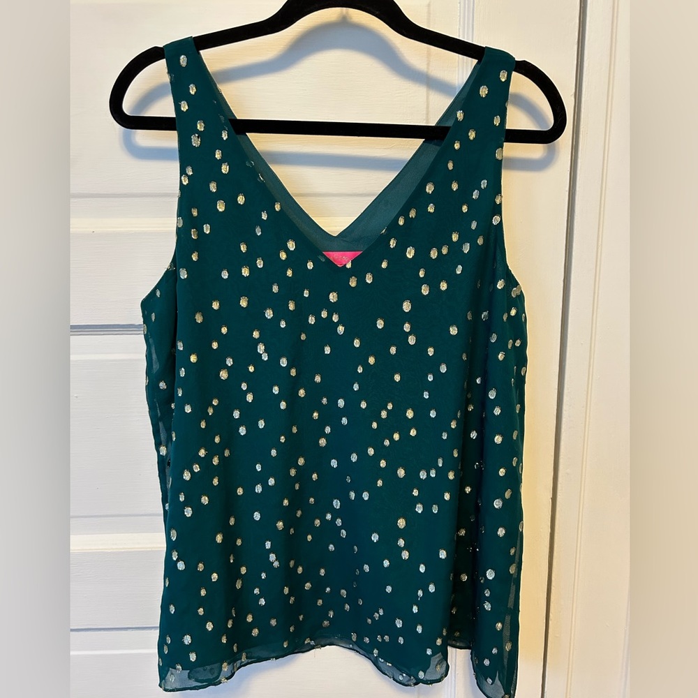 NWOT Lilly Pulitzer Spruce Green Florin with Gold